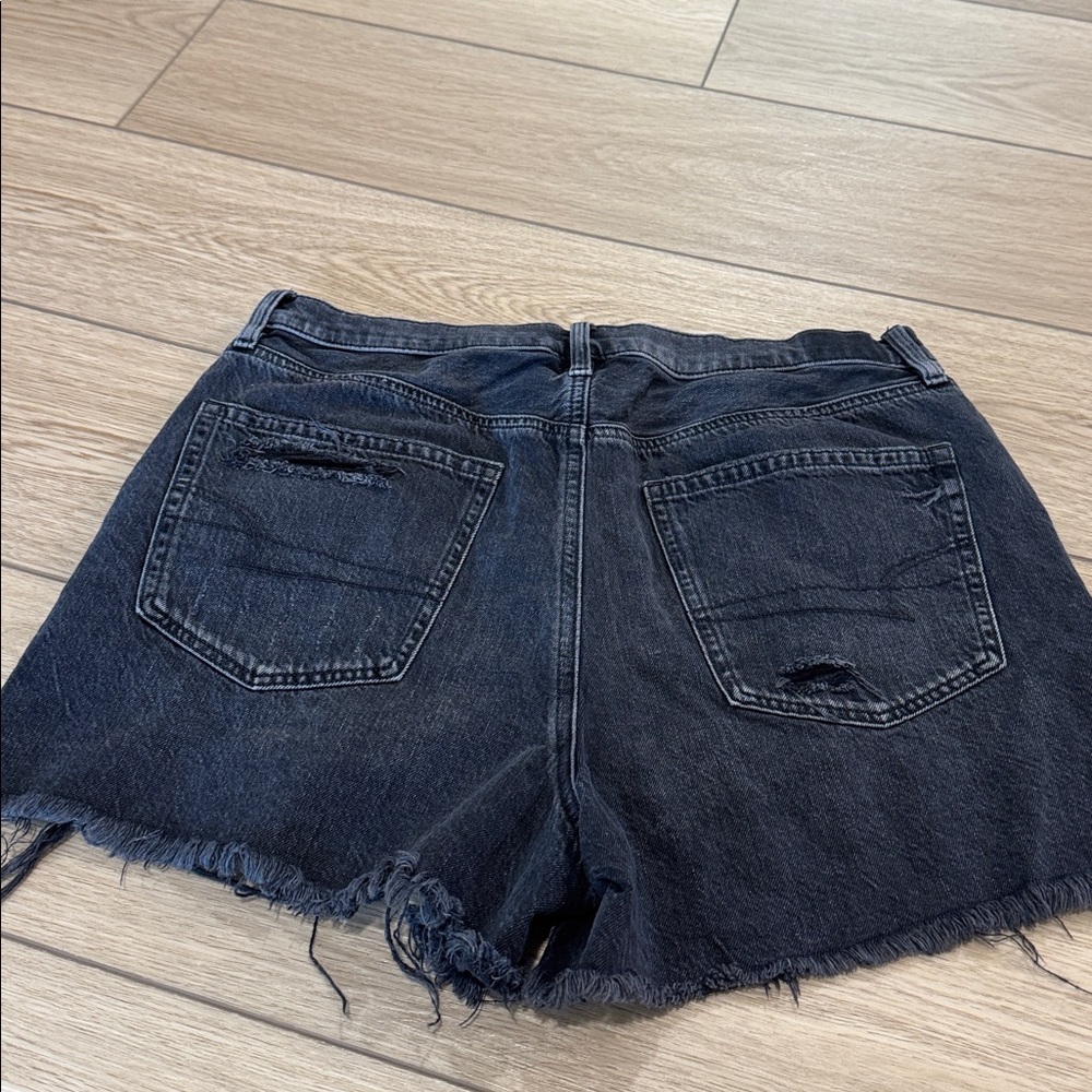 American Eagle Stretch Black Distressed High Waisted Shorts Size 14|Punk Grunge - Picture 5 of 9